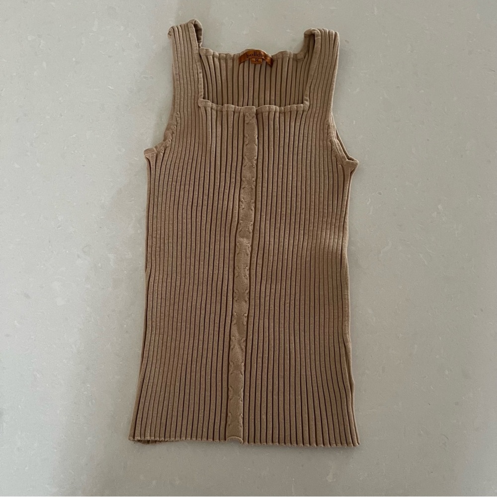 Vintage Bellidini tan ribbed Y2K knit tank - Size M - Picture 5 of 7